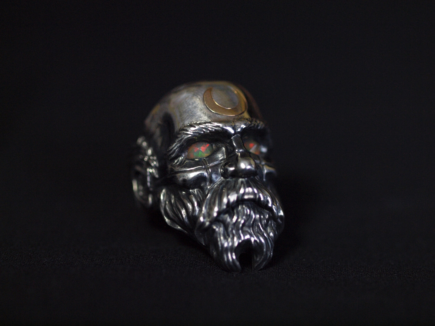 Mimir silver ring with opal eyes