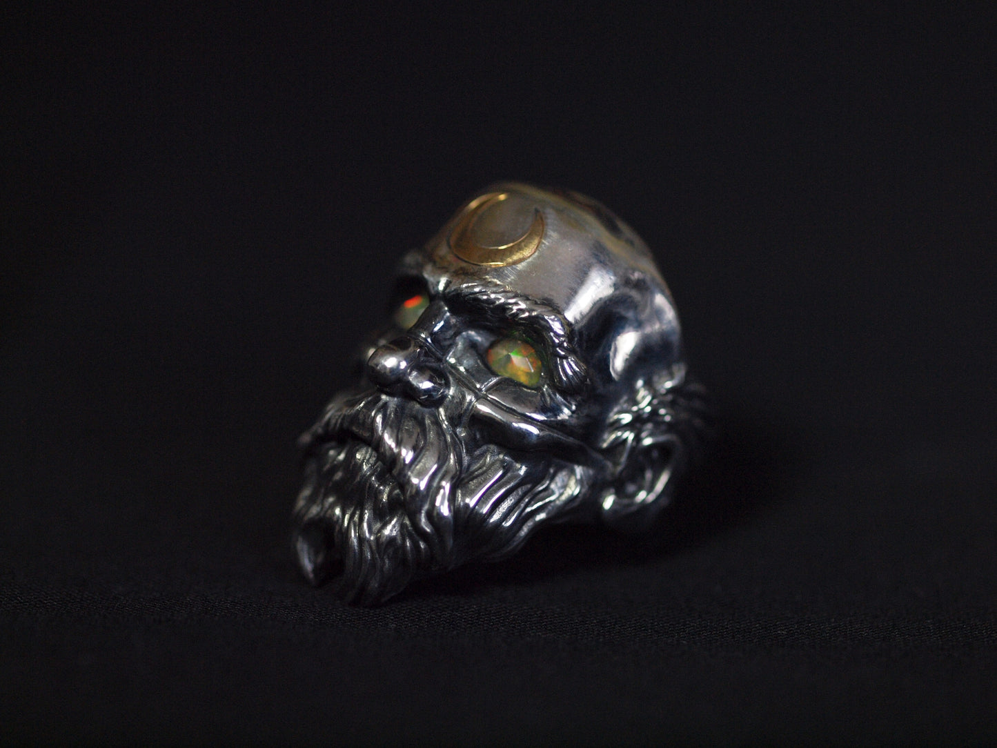 Mimir silver ring with opal eyes